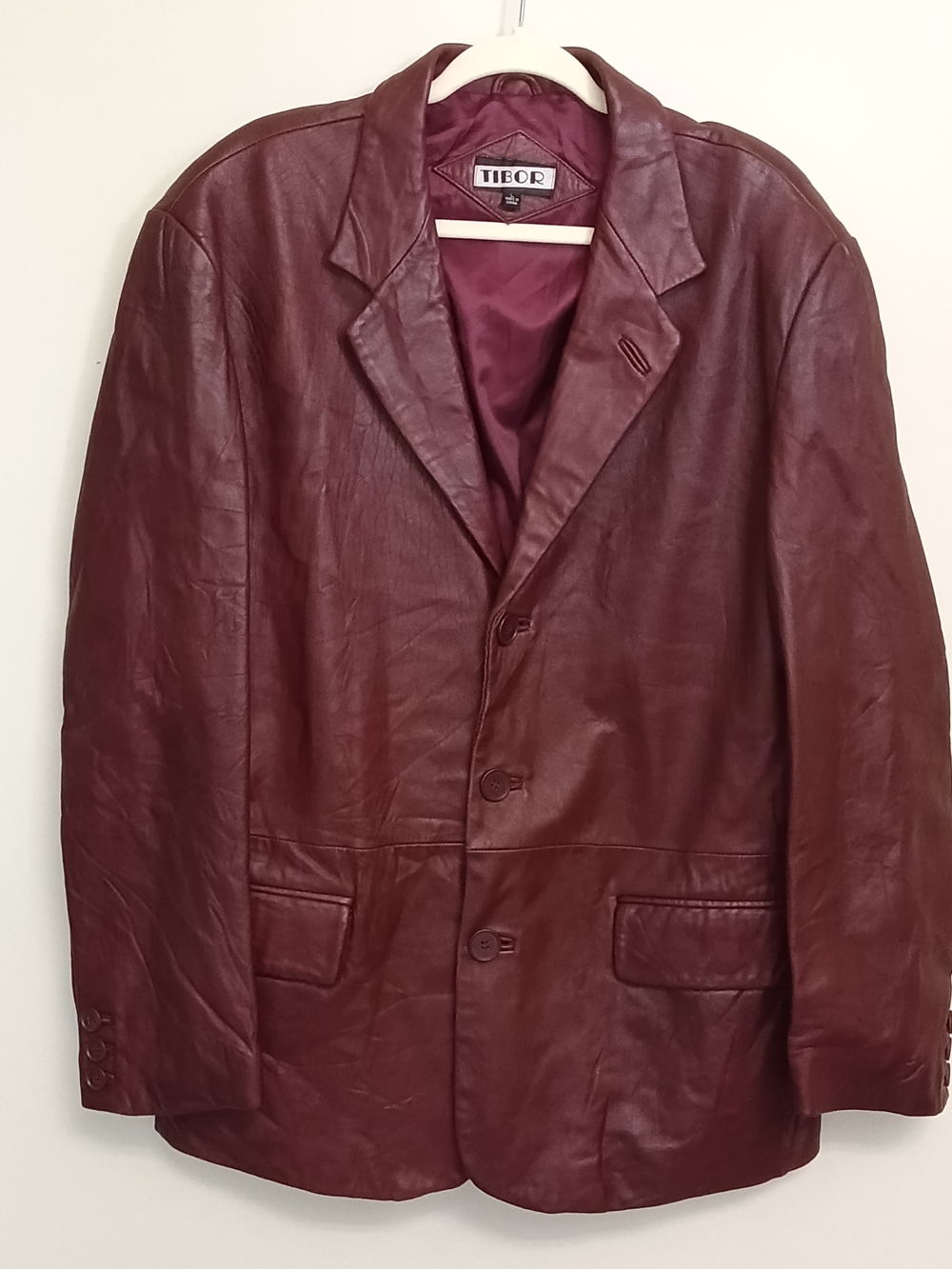 Tibor Vintage Brick Red Burgundy Retro Soft Leather 90's Jacket Blazer  Large